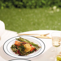 White Plastic Dinner Plates with Black Rim (26cm)