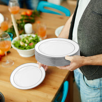 Reusable Silver Rimmed Plate Set