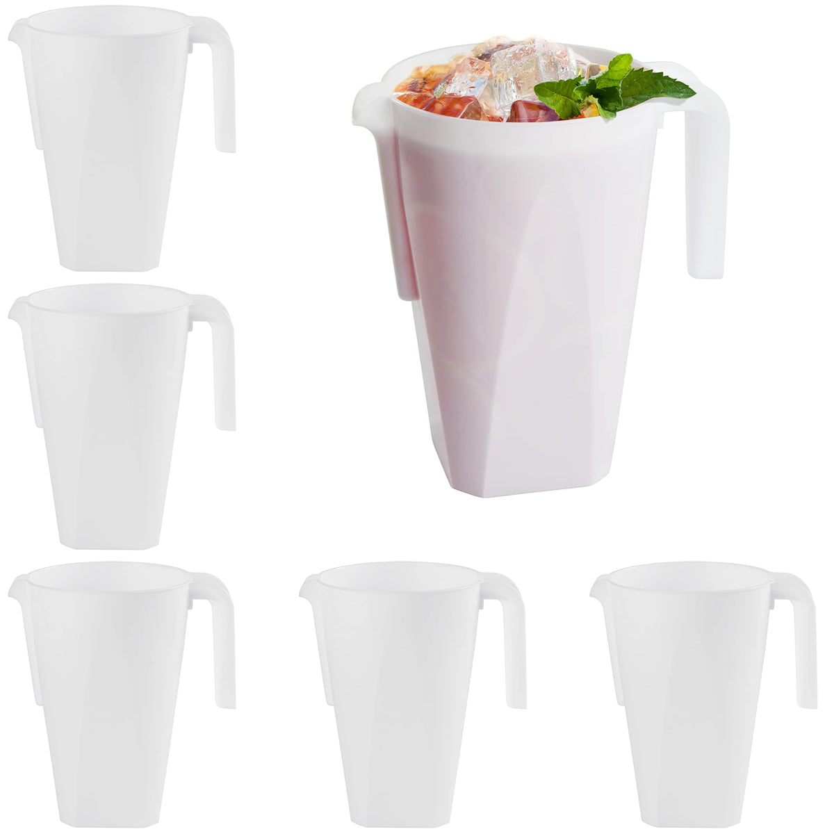 White Reusable Plastic Serving Pitchers (1.5L)