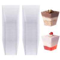 Square Reusable Plastic Dessert Pots (225ml)