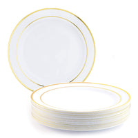 Plastic Dinner Plates with Gold Rim (26cm)