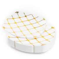 Reusable Plastic Dinner Plates with Gold Pattern (25cm)