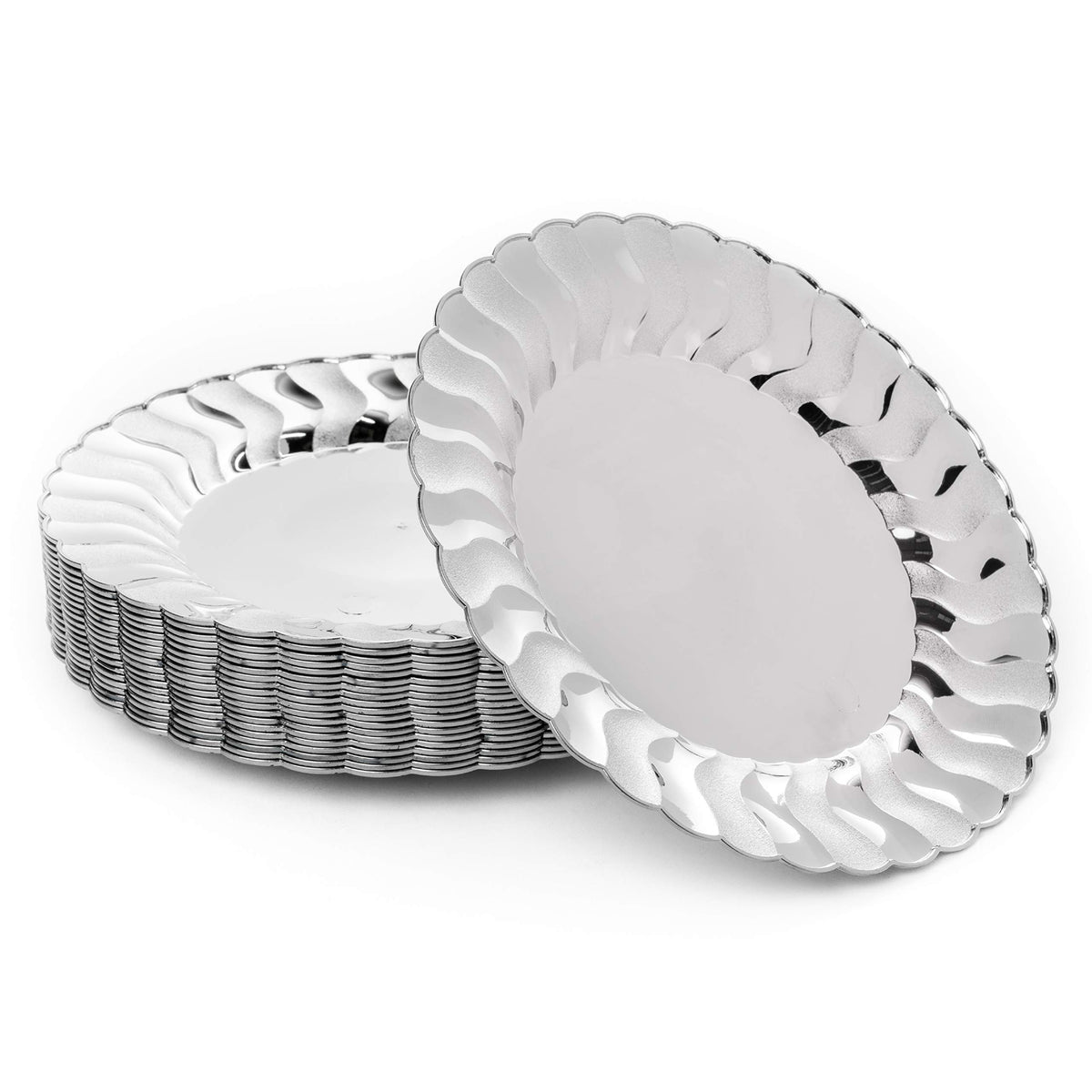 Reusable Plates in Silver Finish (22.5cm)