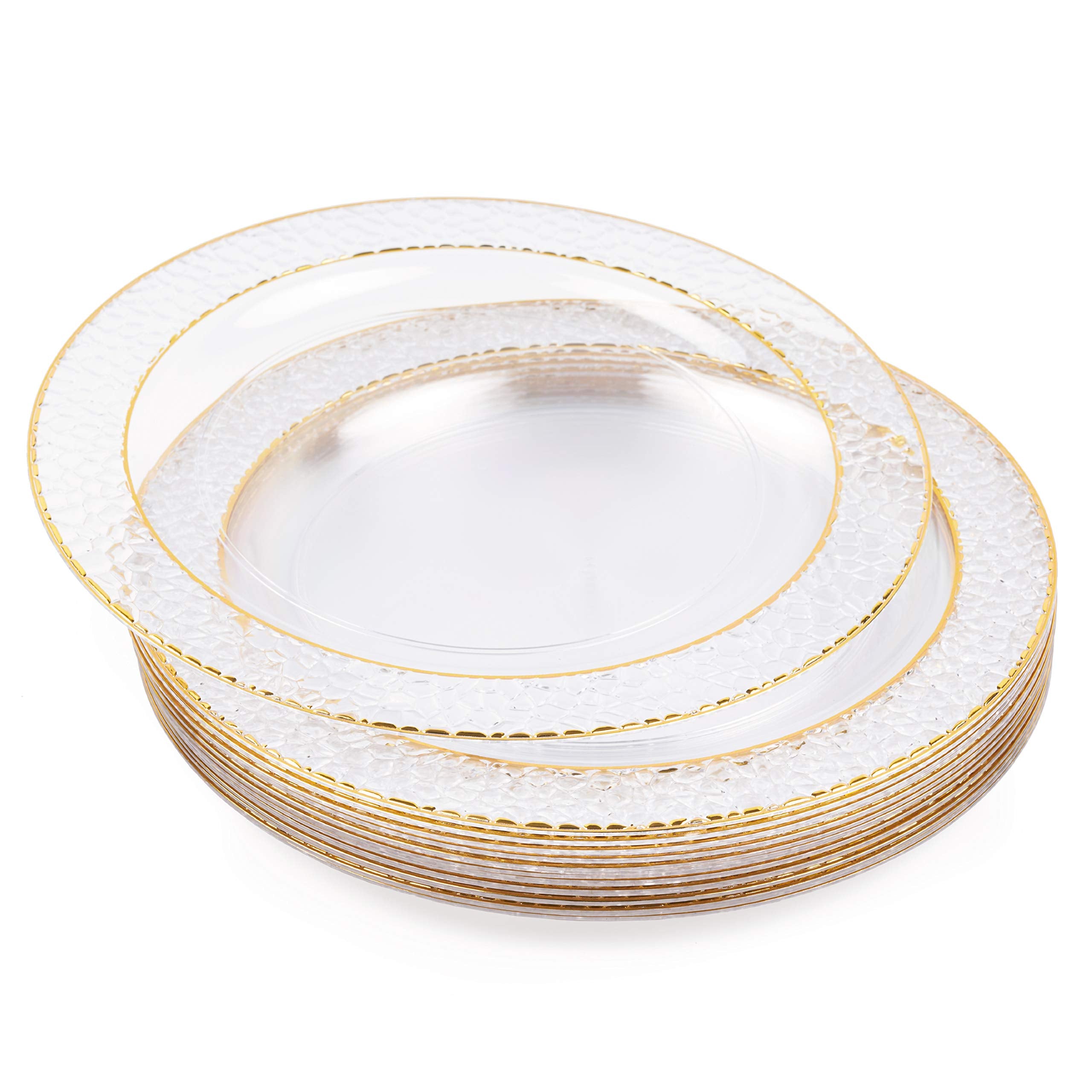 Plastic Plates with Hammered Gold Rim 26cm Matana