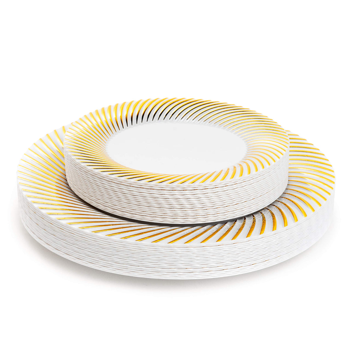 Multi-Use Gold Ripple Rim Plastic Plate Set