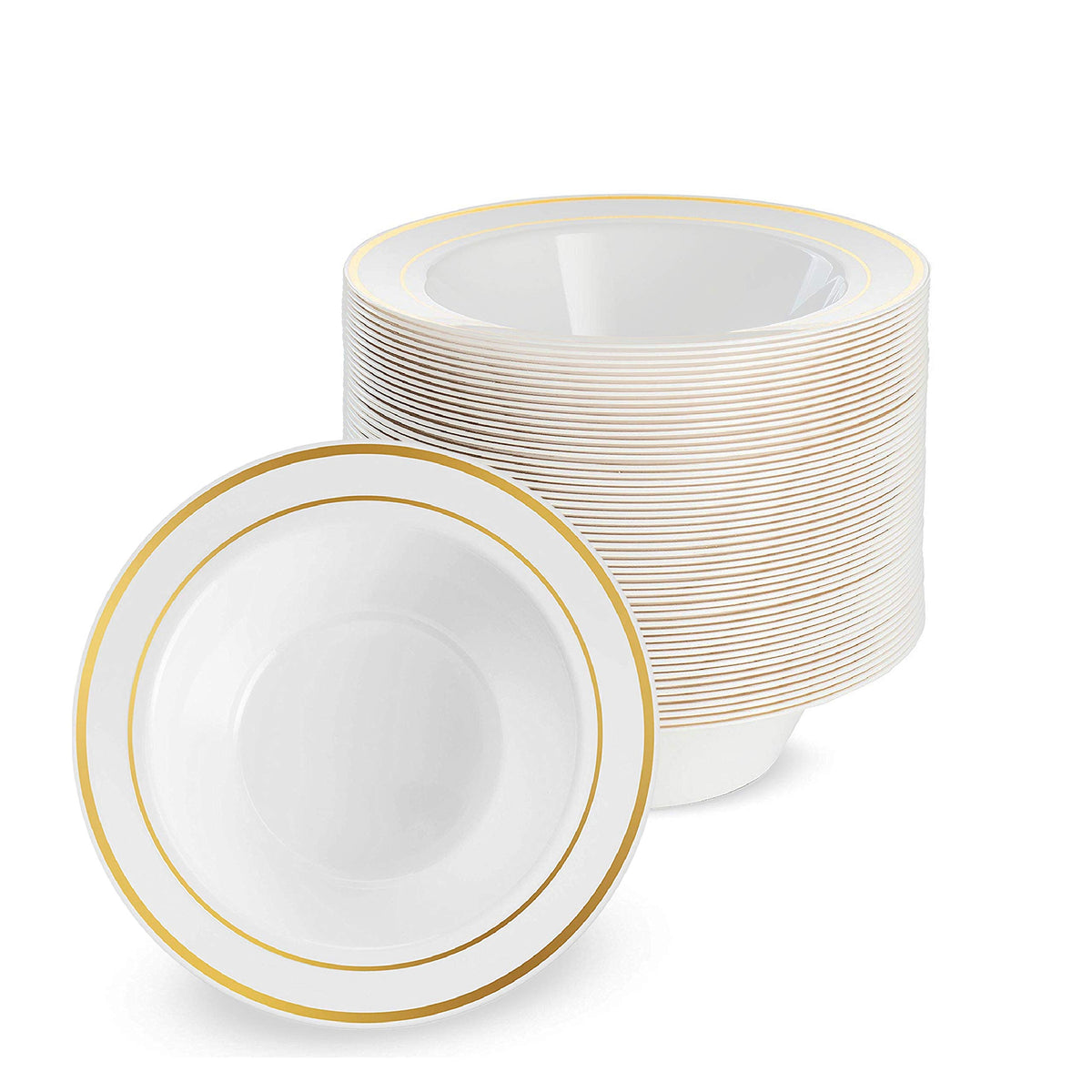 Plastic Bowls with Gold Rim (19cm)