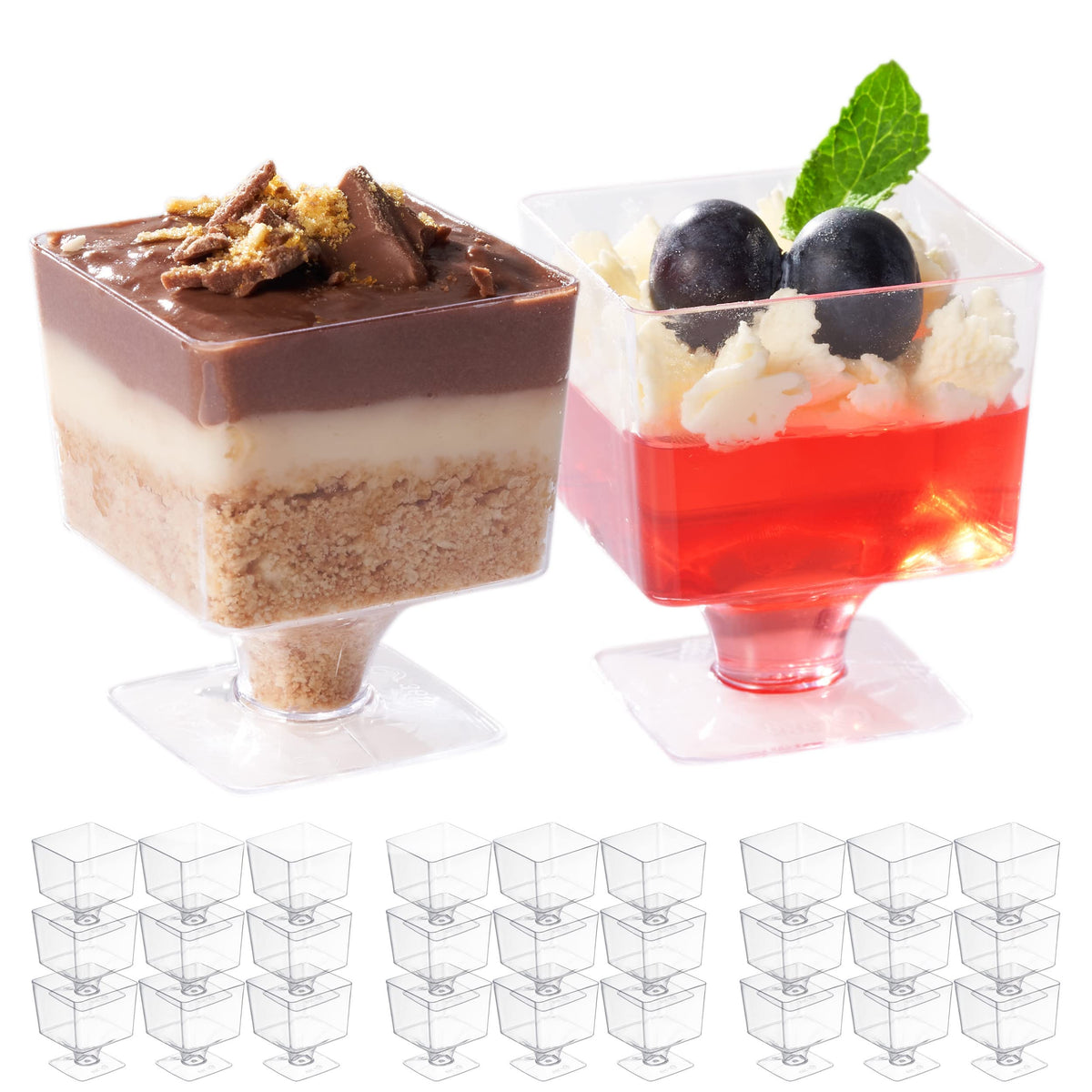 Reusable Square Plastic Dessert Pots (60ml)