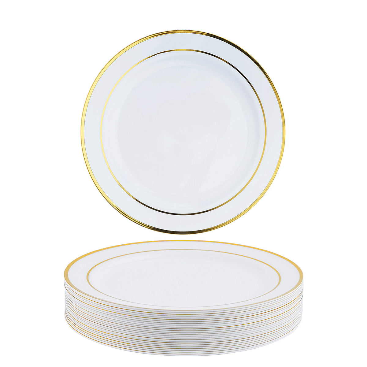 Reusable Plastic Dessert Plates with Gold Rim (19cm)