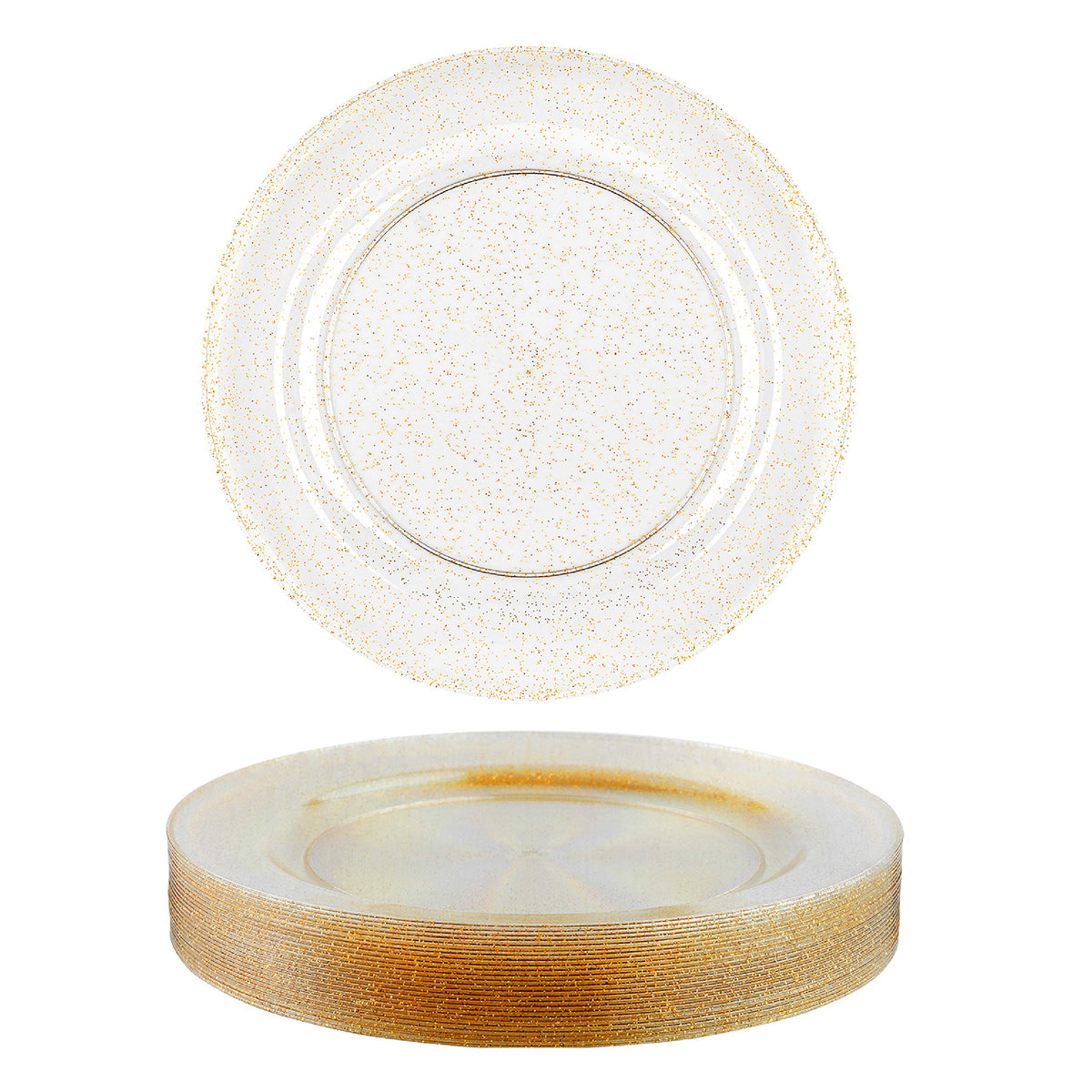 Plastic Plates with Gold Glitter (26cm)