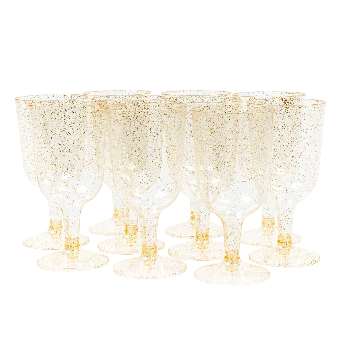 Gold Glitter Plastic Wine Glasses (180ml) – Matana