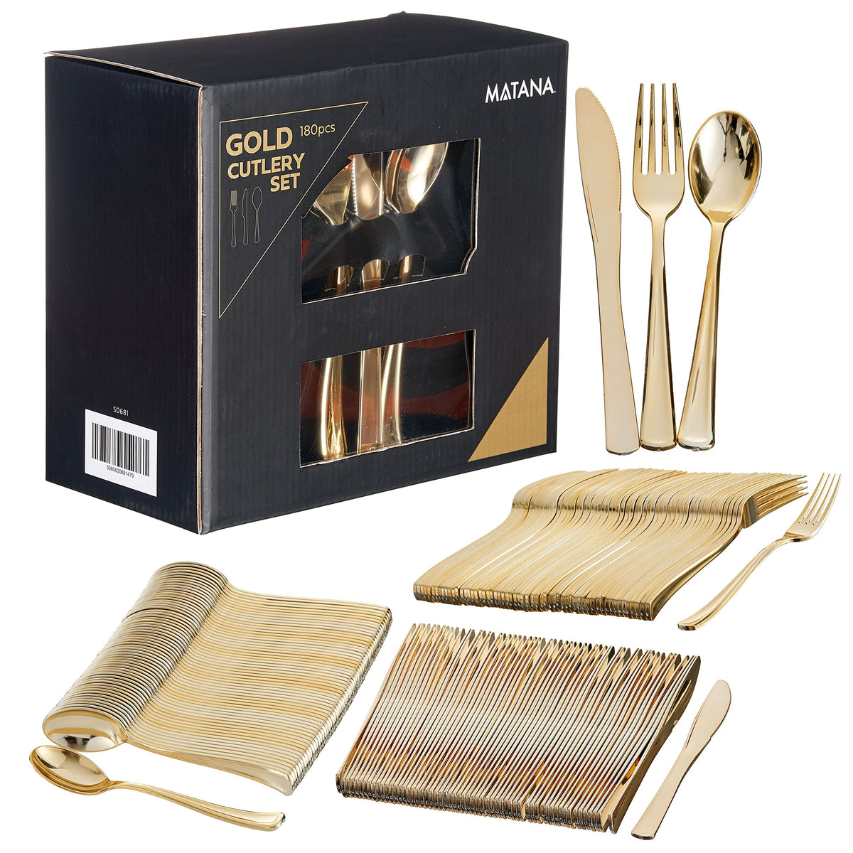 Gold Reusable Plastic Cutlery Set