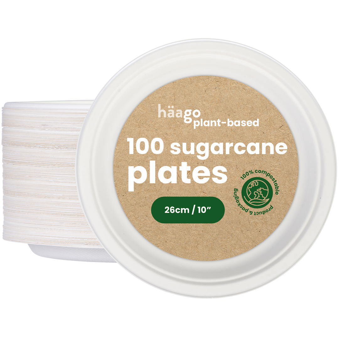 Round Sugarcane Dinner Plates - 26cm (10")