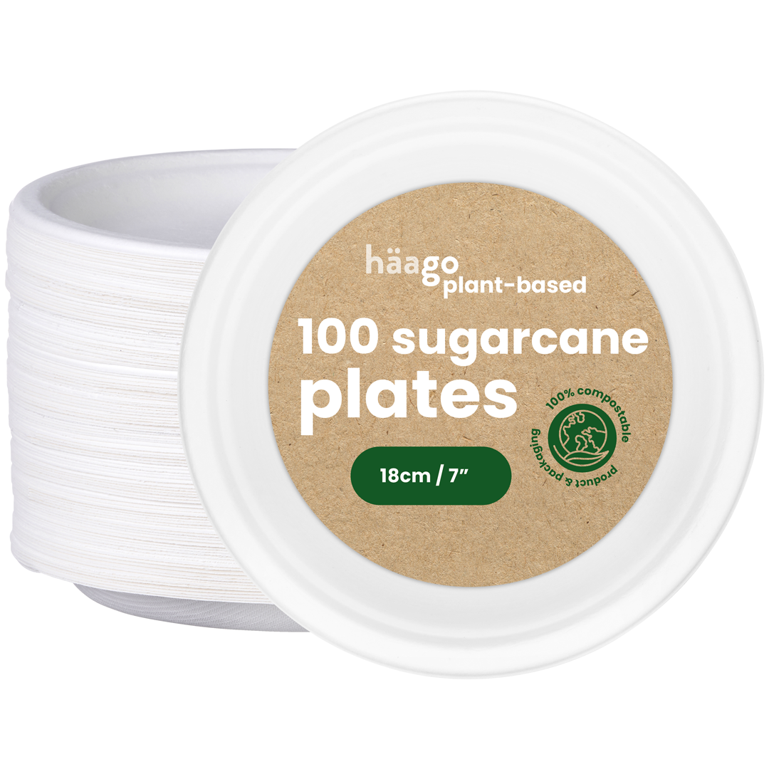 Round Sugarcane Dessert Plates - 18cm (7")