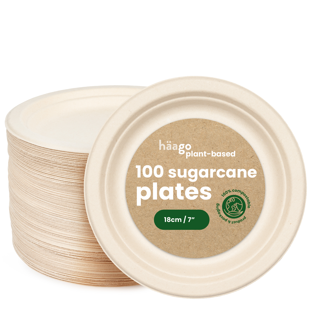 Round Sugarcane Dessert Plates - 18cm (7")