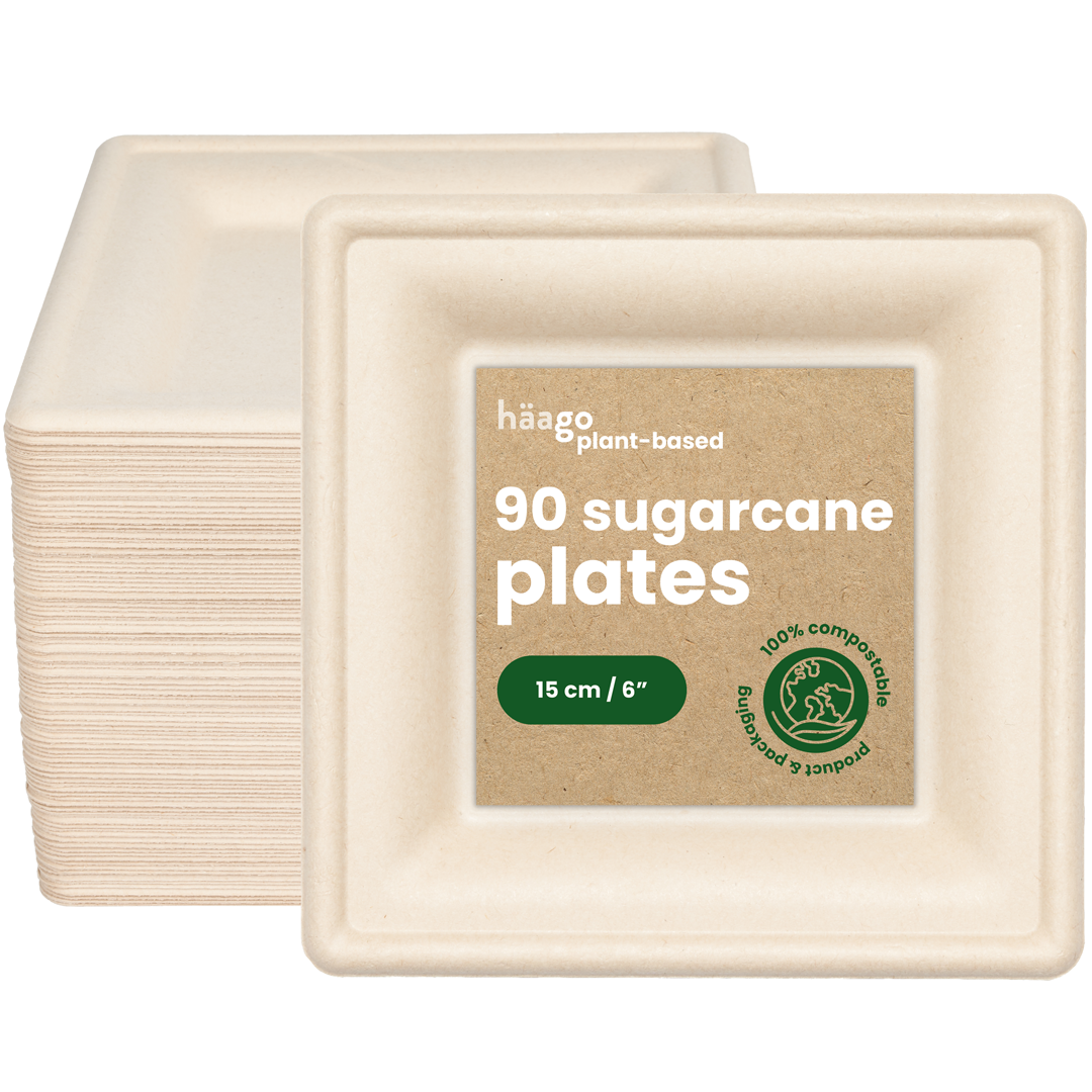 Square Sugarcane Dessert Plates - 15cm (6")