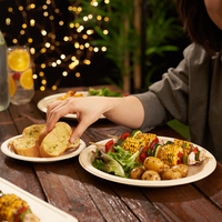 Round Sugarcane Dinner & Dessert Plates Set