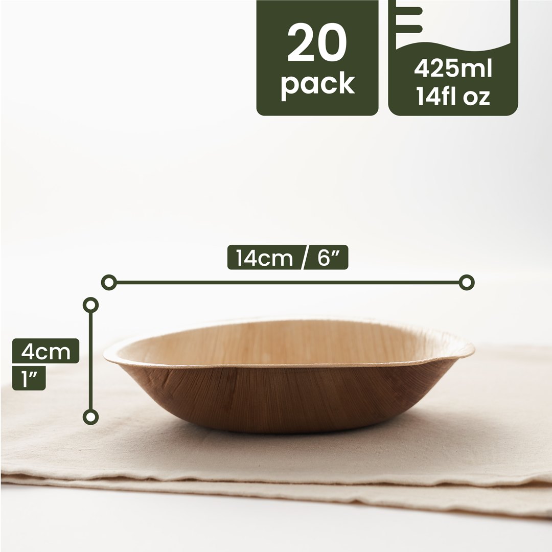 Round Palm Leaf Bowls - 425ml (15floz)