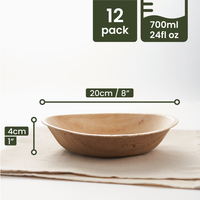 Round Palm Leaf Serving Bowls - 700ml (24floz)