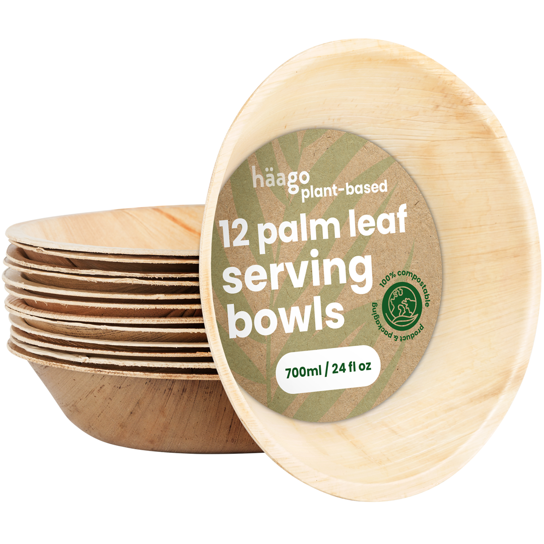 Round Palm Leaf Serving Bowls - 700ml (24floz)