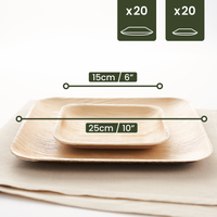 Square Palm Leaf Plates Set