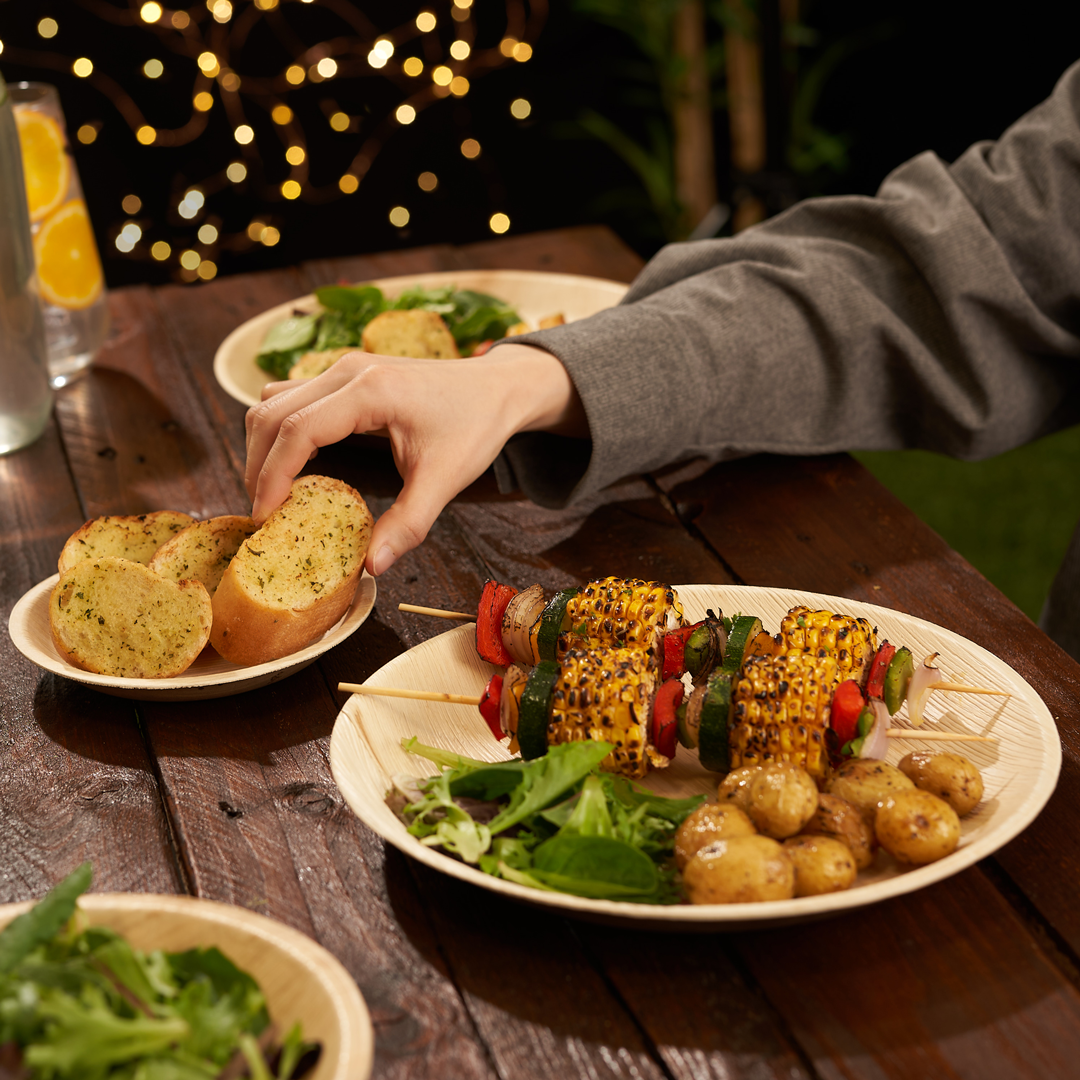Round Palm Leaf Mixed Plate Set