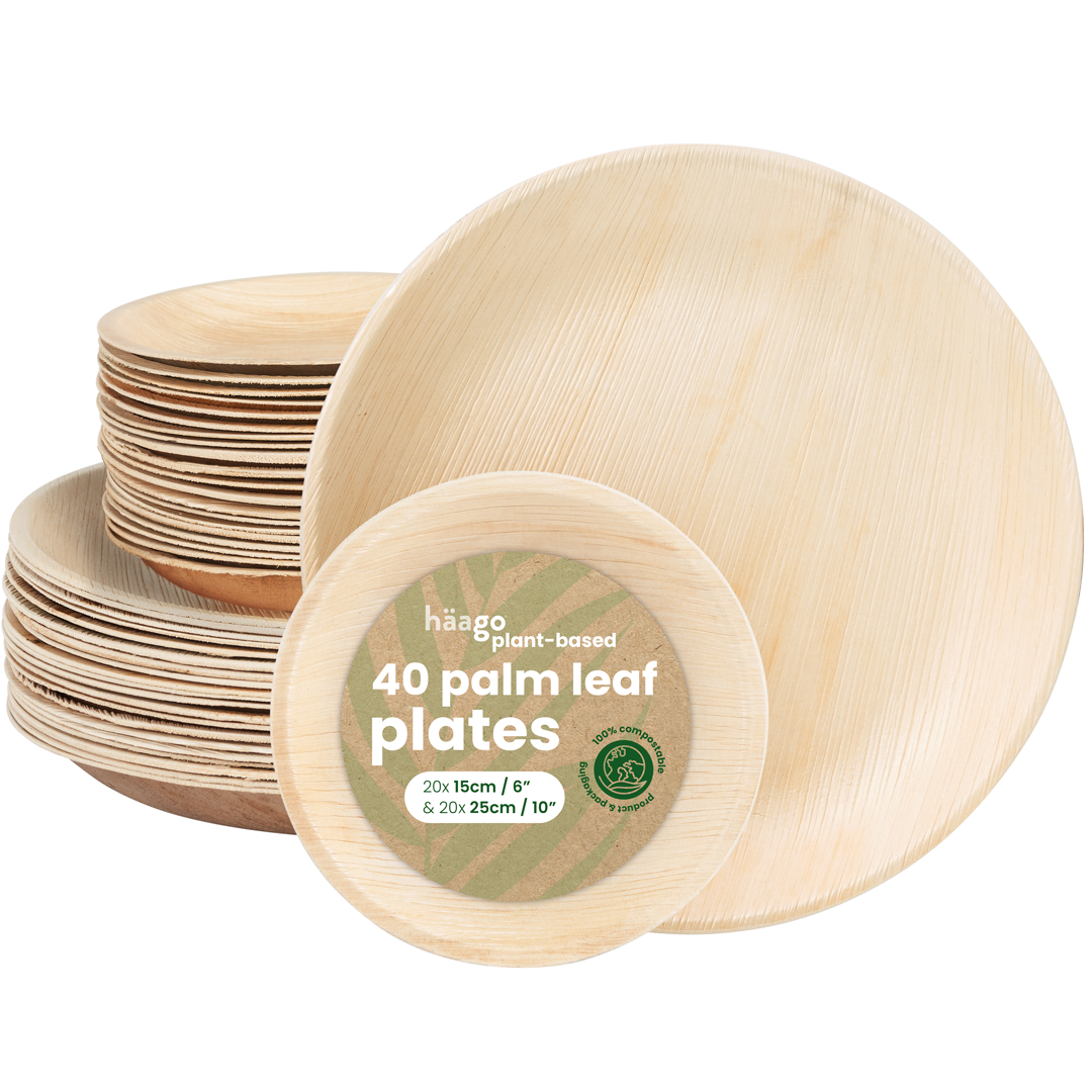 Round Palm Leaf Mixed Plate Set