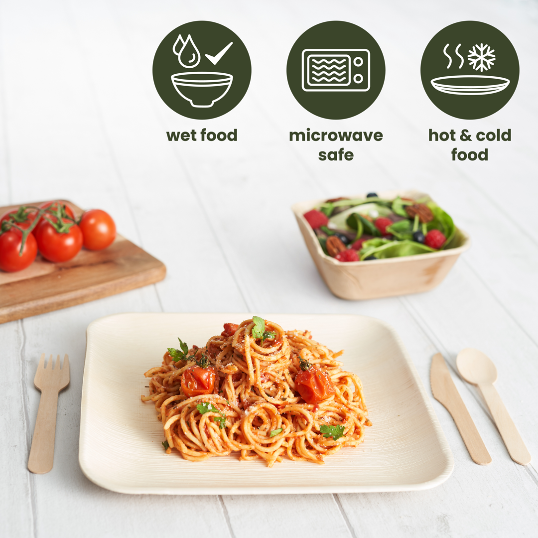 Square Palm Leaf Partyware Pack (Plates, Bowls & Cutlery)